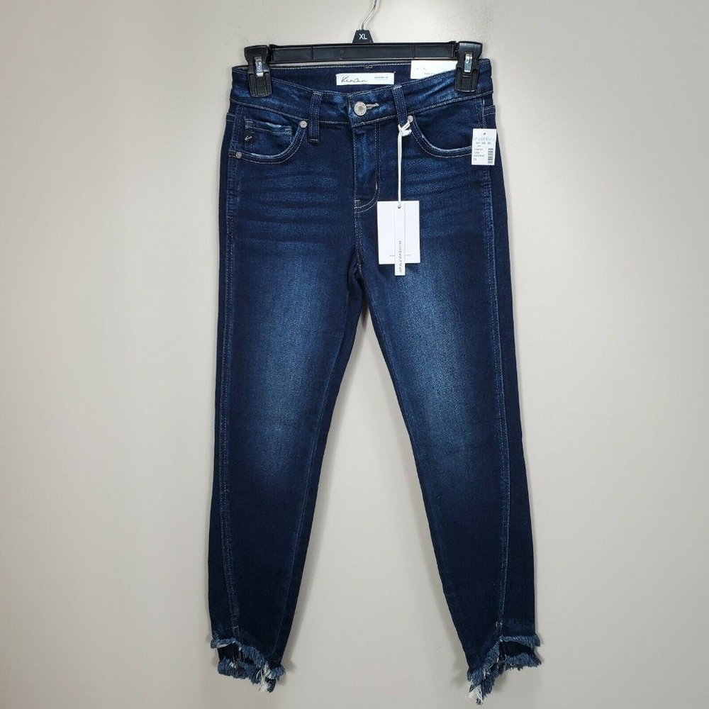 KanCan for Maurices mid rise ankle skinny fray‎ double hem sz 24 NWT blue jeans